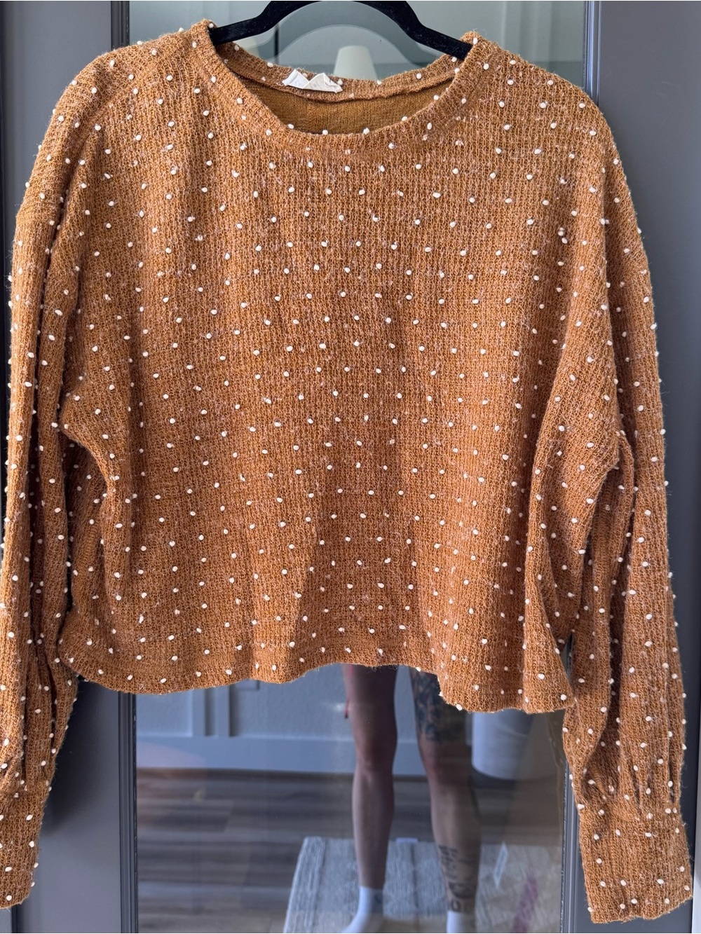 New In Rust and White Dots Cropped Sweater - Picture 1 of 7